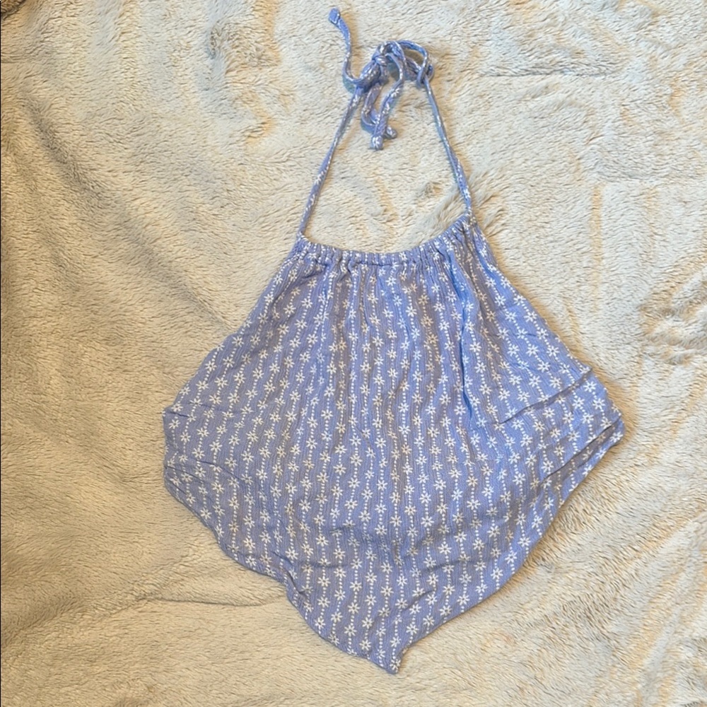 Blue Star Pattern Halter Top